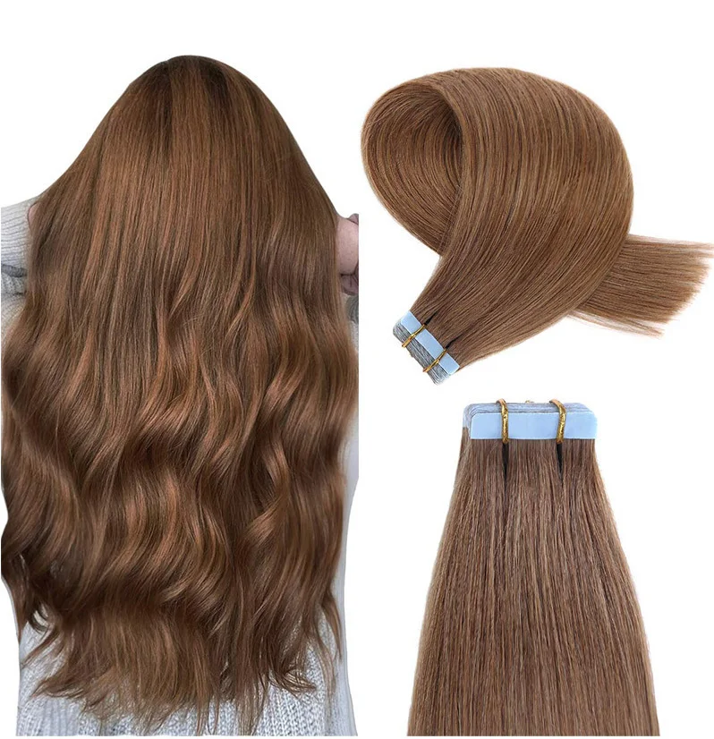 Human Hair Tape In Extension Hair Style Double Drawn US Strong Adhesive Straight Tape Human Hair Extensions For Salon