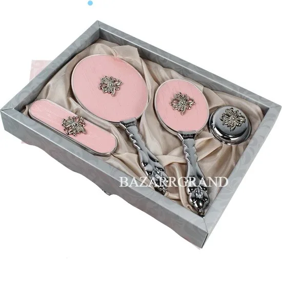 YOUR COMB SET WITH QUALITY COLOR TO ADD ELEGANCE TO YOUR STYLE Luxury Bridal Mirror Brush Toiletry Set (Pink   FREE SHİPPİNG