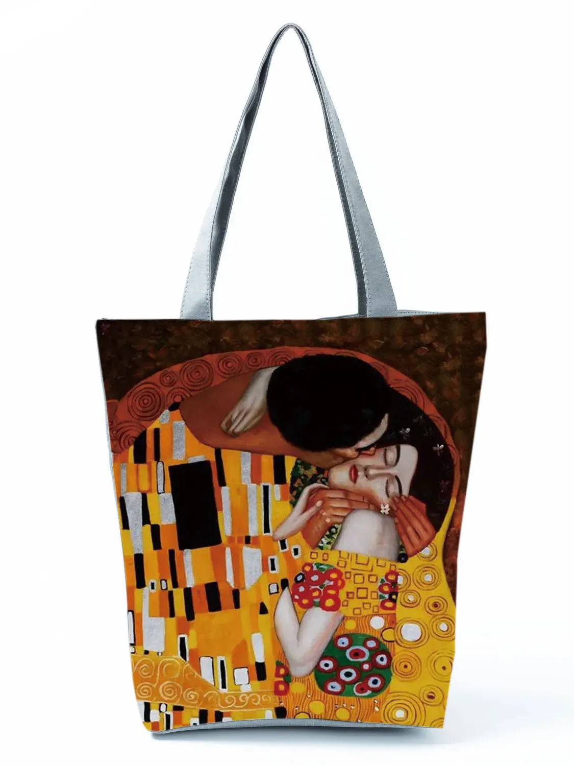 Customized Oil Painting Tears Cloth Tote Bags For Women Gustav Klimt Ladies Fashion Handbag Large Capacity Shopping Totes Bags