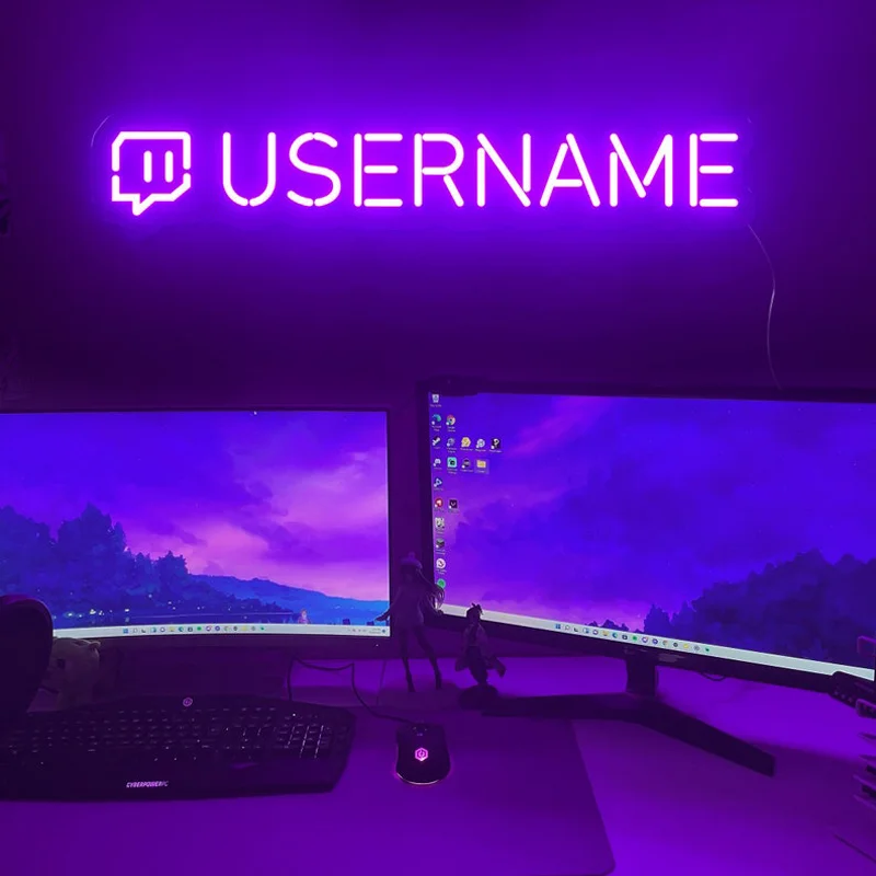 Custom Twitch Username Neon Sign Gamer Tag Led Neon Sign Personalized Gift For Gamers Twitch Sign Game Room Decor Gaming Wall