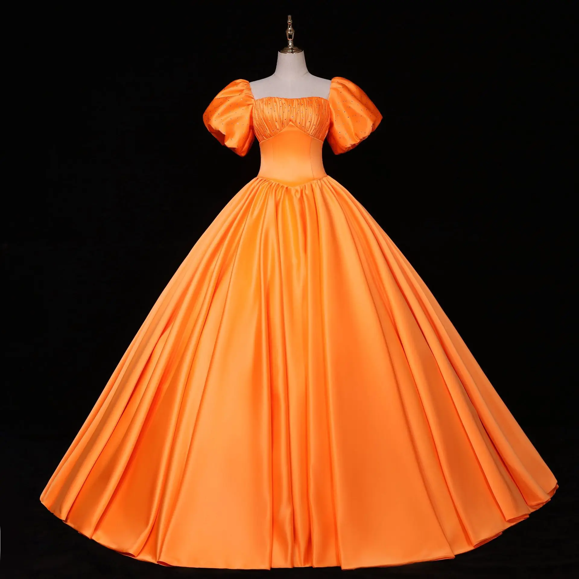 CloverBridal 2021 Kurz Puffy Ärmeln Puffy Rock Orange Quinceanera Kleid Mädchen Süße 16 Kleider vestidos de 15 años WQ9782