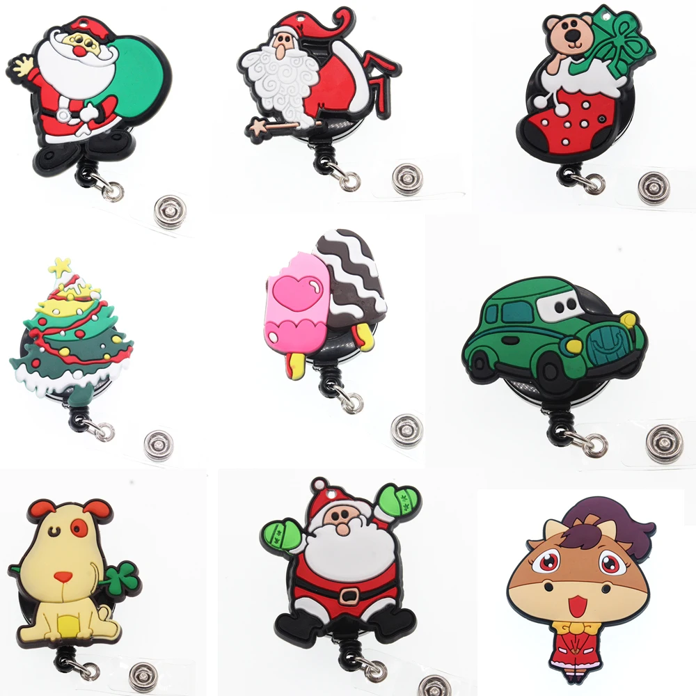 10pcs/Cute pattern ID Badge Holder Retractable Christmas gifts