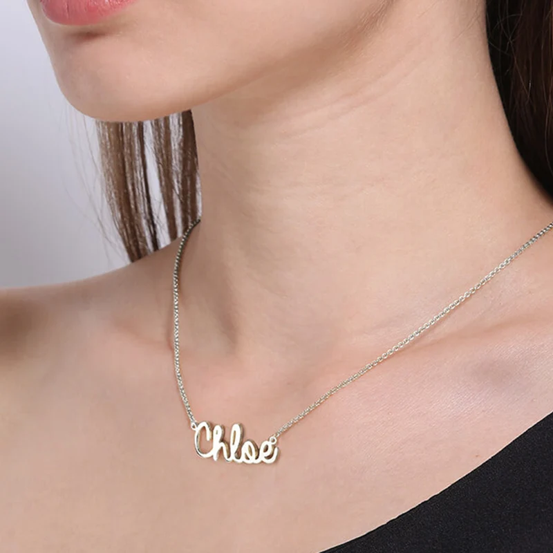 UONNEY Dropshipping Custom Stainless Steel Arabic Name Necklace Personalized Letter Pendant Choker Chain For Women Girls Jewelri