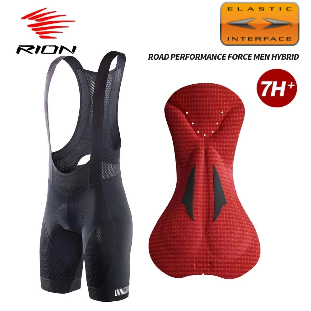 RION Cycling Bib Shorts Men Biking Wear 3D Padded Extra Long Distance 7 Hours Elastic Interface Pro Cushion MTB Pants Fit