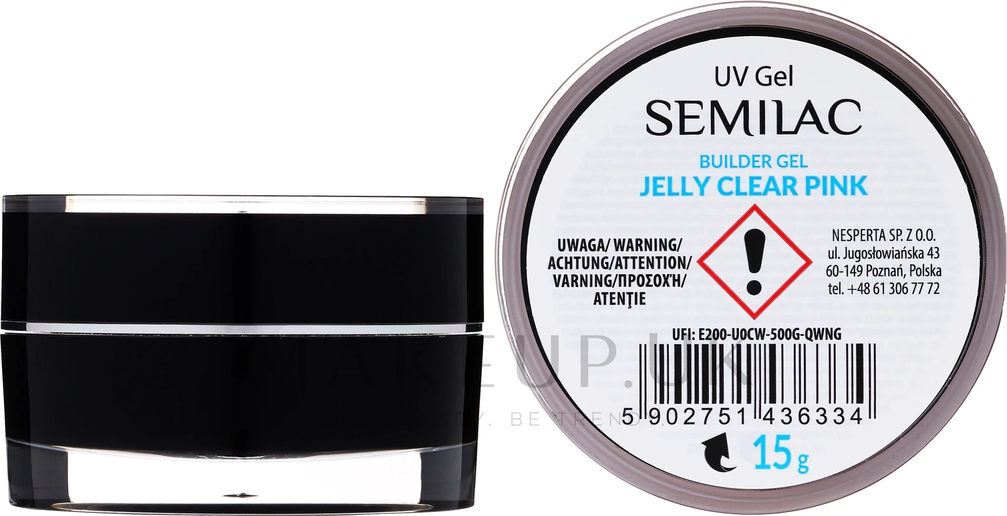 SEMILAC UV GEL BUILDER JELLY CLEAR PINK Gel BUILDER cover extension filler and hardening