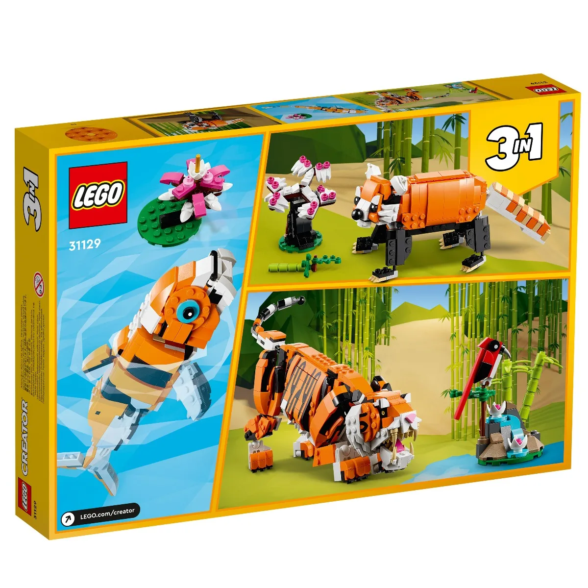 Lego Creator 3en1 Majestic Tiger 31129 toys for boys, girls, figures, years, blocks, pieces, original, official license, shop, gift, bricks, bricks