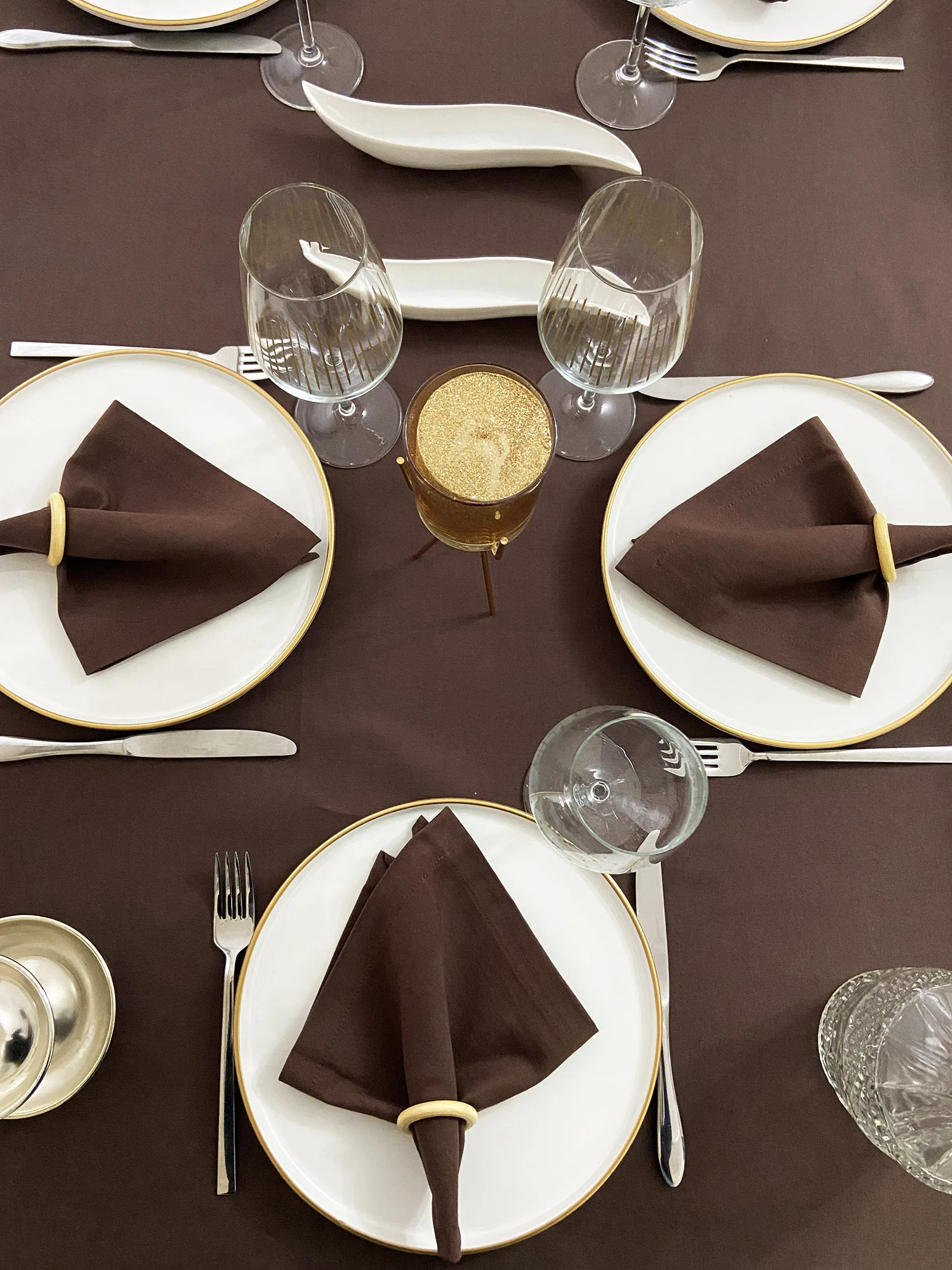 Solid Color Square Rectangle Large Tablecloth Cover Waterproof Very Suitable For Weddings Restaurants Kitchens Brown