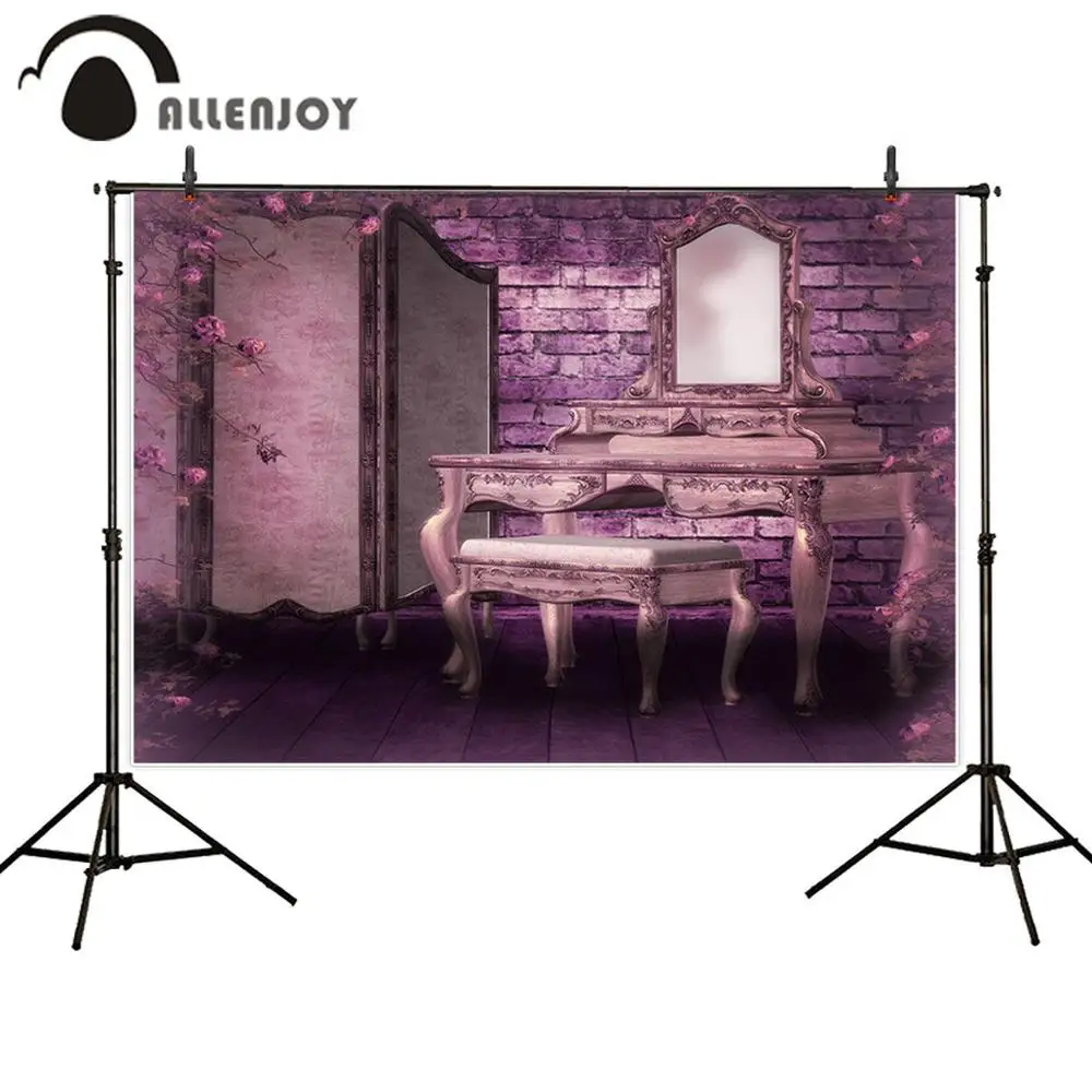 Allenjoy purple dressing table with mirror and stool Backdrop Decor wedding Backgrounds Photozone Photo Studio Photography props