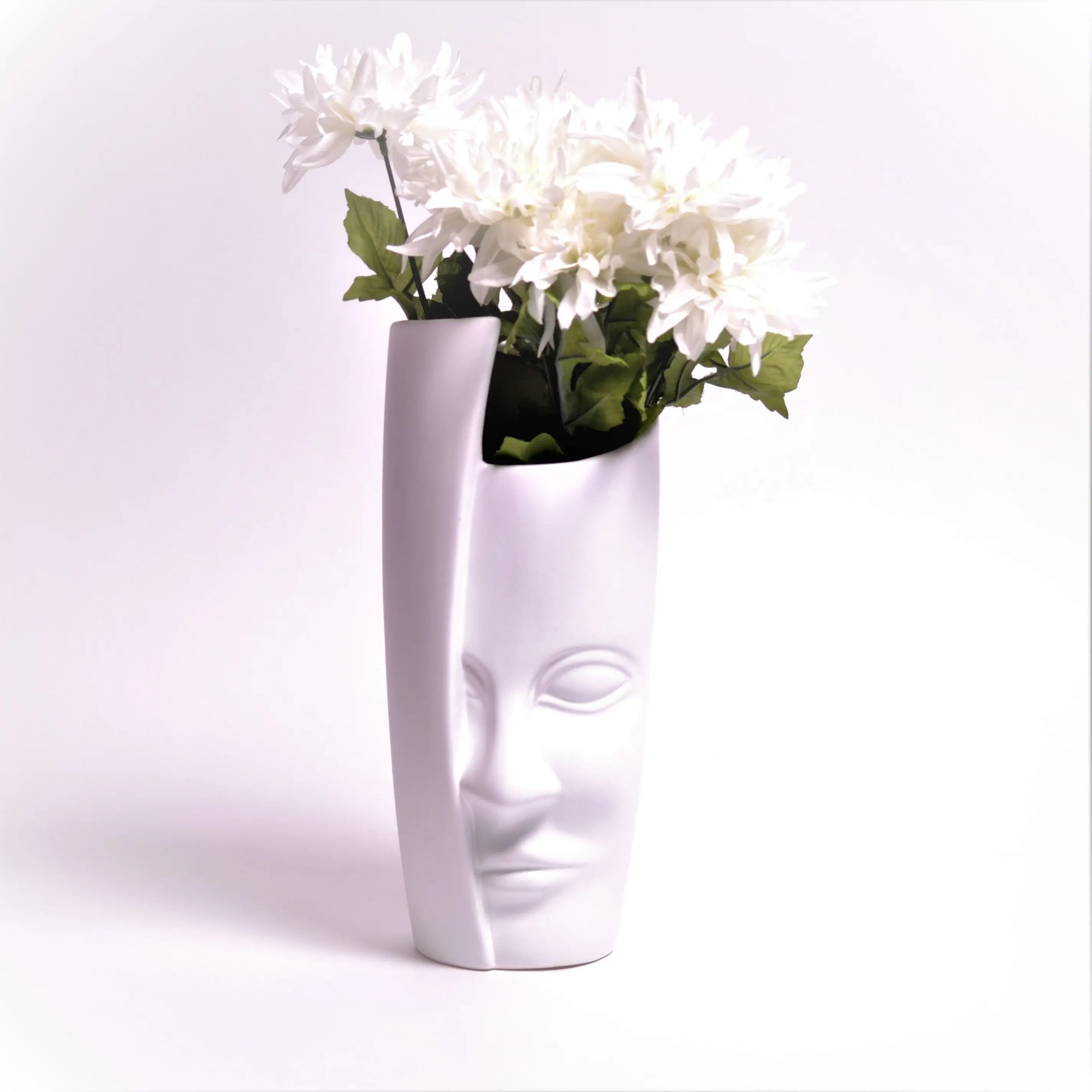 Face Vase Head Vase Home Decoration Ceramic Vase Donuts Flower Pot Nordic Desk Decoration White Northern European-Style