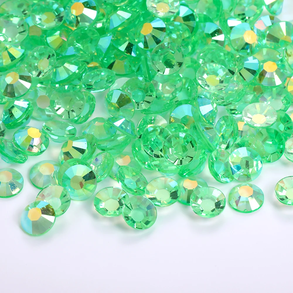 Emerald Green Ab Resin Rhinestones Bulk Transparent Gemstones For Crafts Tumblers Acrylic Nail Material No Hot Fix Crystals