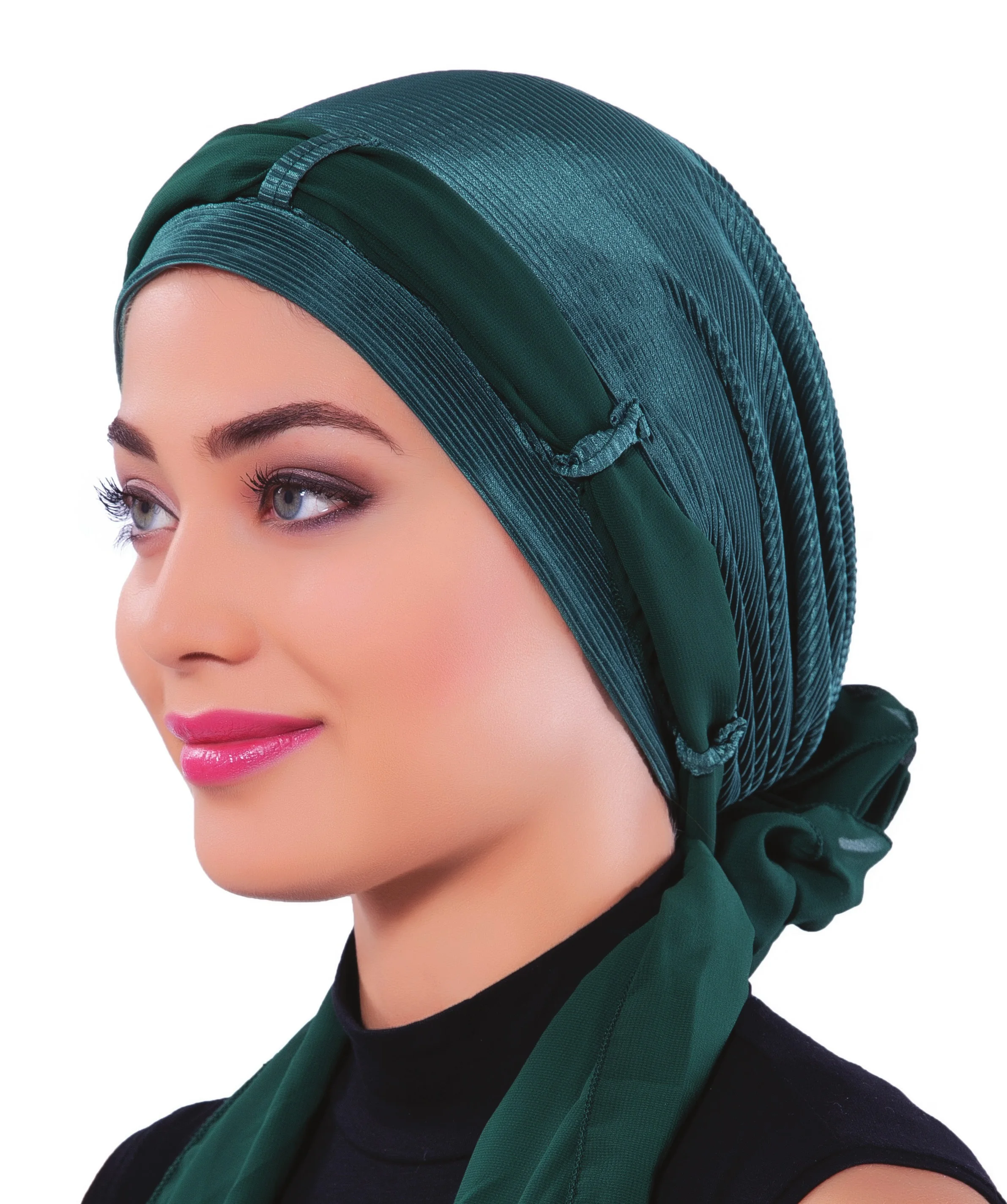 2022 New Fashion Pleat With Scarf Ready Made Turban Hijab Bonnet Scarf Cancer Cap Special Women Product Beret Bandana Muslim Chemo All Season Rib