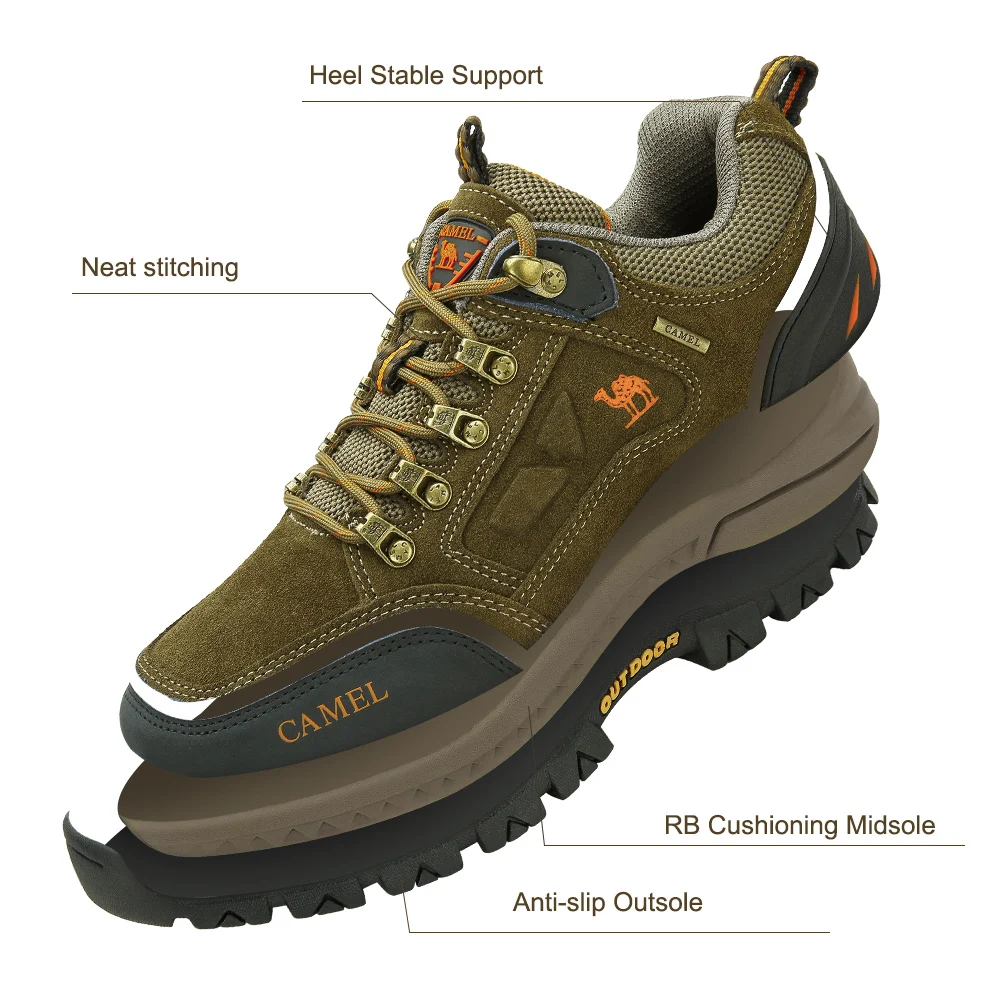 GOLDEN CAMEL Outdoors Hiking Shoes Women Anti-Slip Breathable Trekking Shoes for Men Climbing Leather