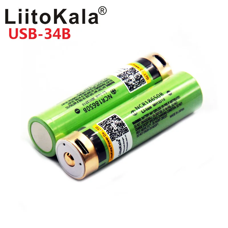 Gorący LiitoKala USB 3.7V 18650 3400mAh Li-ion akumulator na USB z lampka kontrolna LED dc-ładowanie