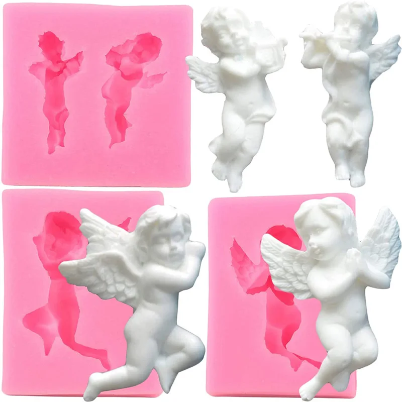 3 Style Angel Silicone Molds DIY Cupid Fondant Cake Decorating Tools Chocolate Candy Dessert Cupcake Kitchen Baking Moulds