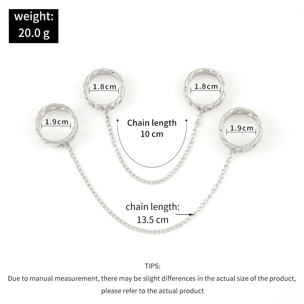 Punk Cool HipHop Tassel Chain Open Rings for Women Multi-layer Adjustable Finger Rings Party Travel Gift Jewelry