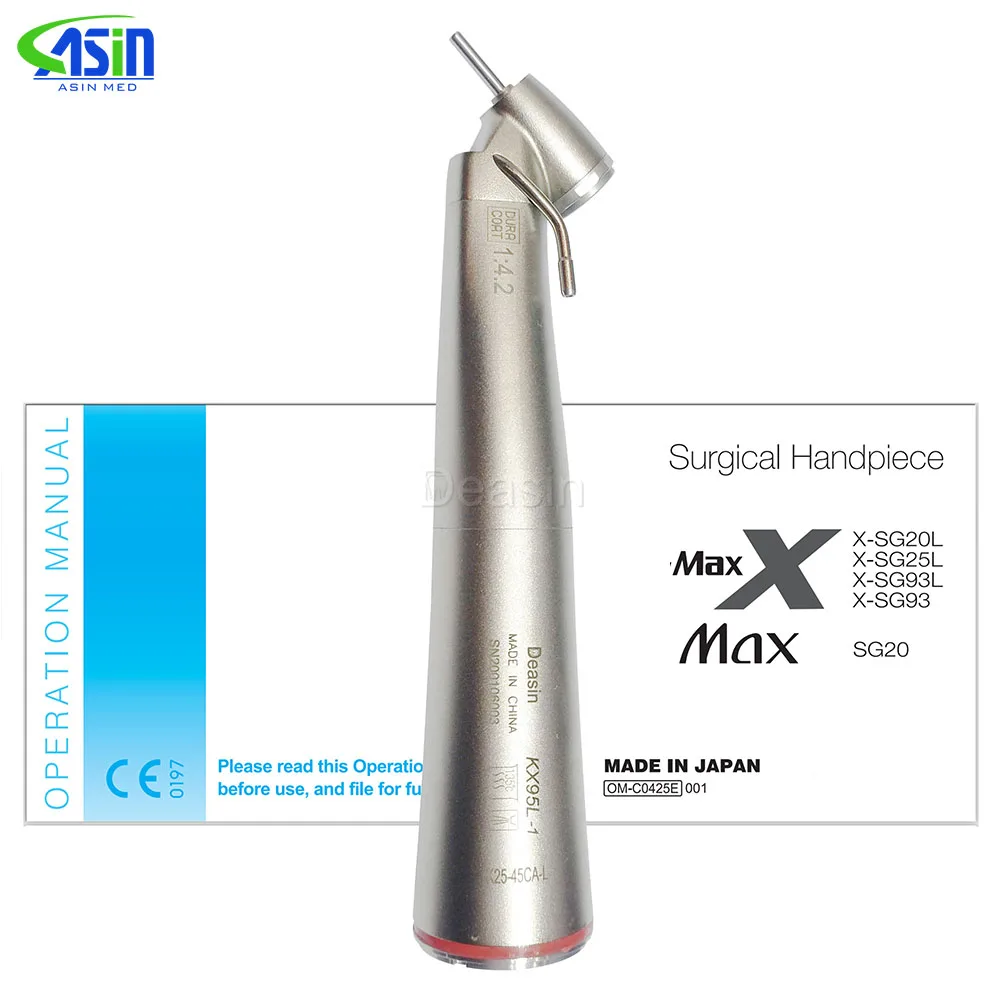 1:4.2 increasing slow speed  contra angle electric micromotor dental handpiece 45 degree led fiber optic