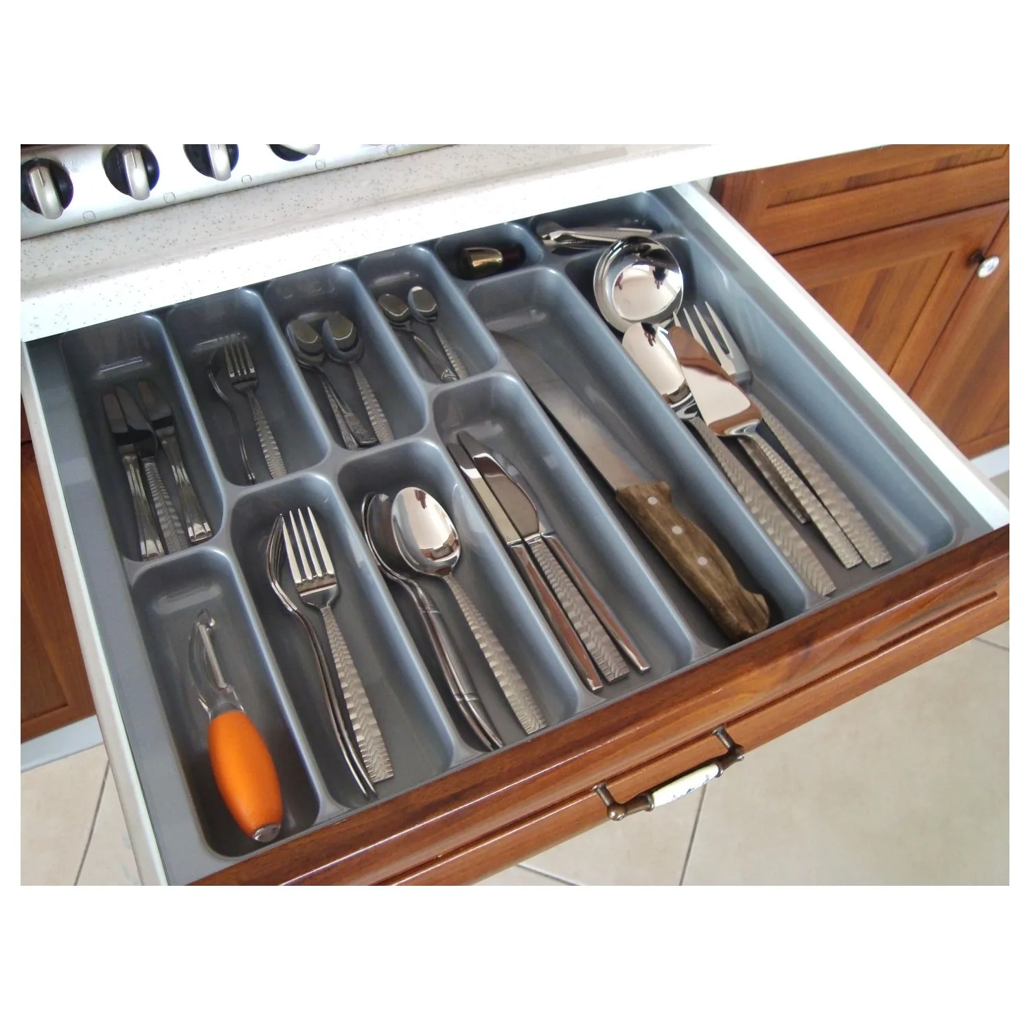 Kitchen Organizer Cutlery Drawer Storage Box Tray Fork Spoon Divider Container for Kitchen Utensils Appriance Rack Cabinet Stand