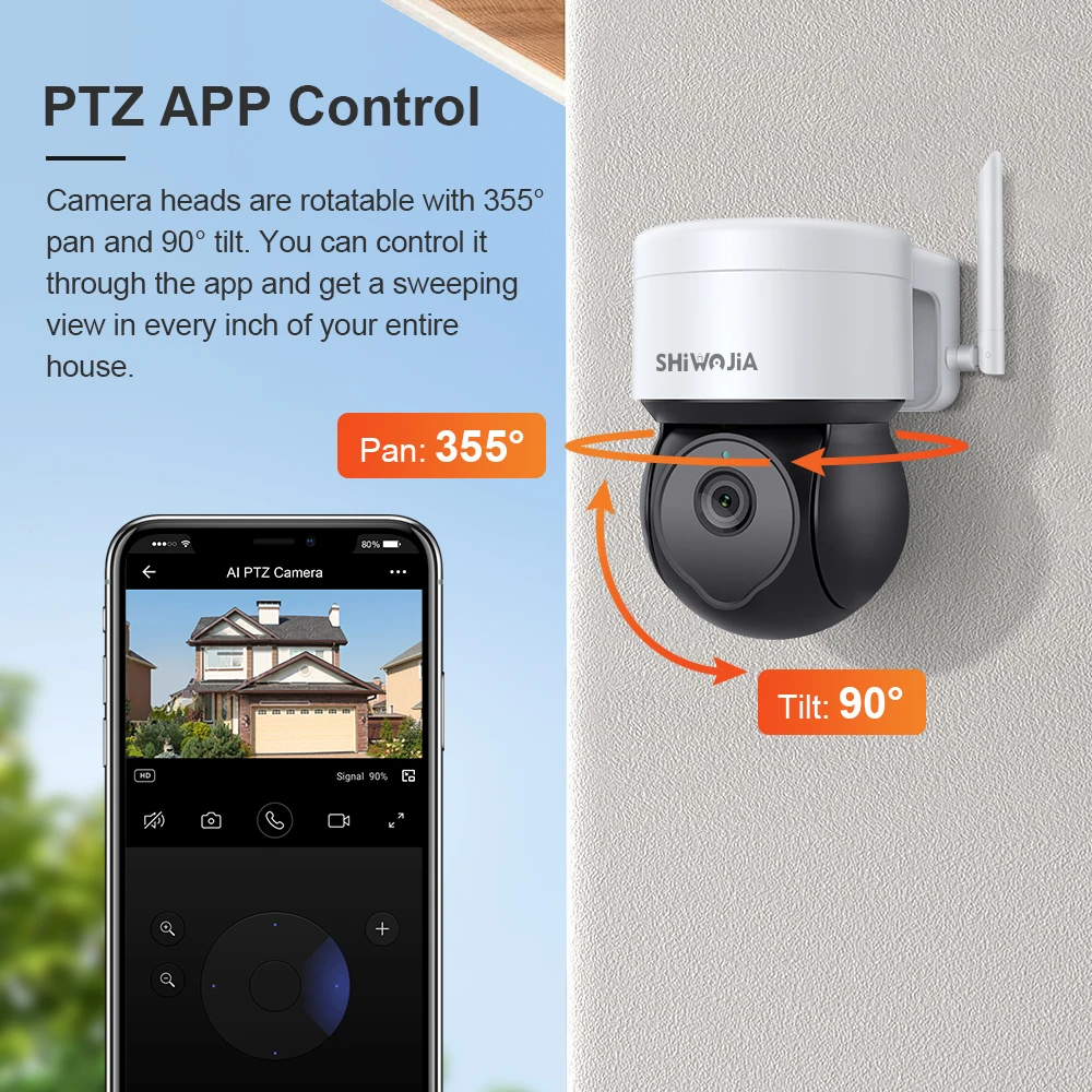 Shiwojia Wifi Ip Camera 3MP Tuya Smart Wireless Mini Camera Ptz Outdoor Auto Tracking Security Protectioncctv Video Surveillance