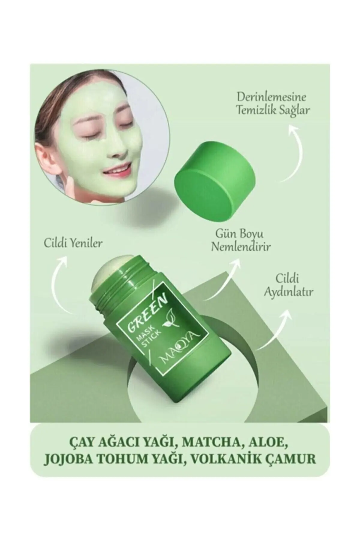 Green Tea Extract Blackhead and Acne Mask and Green Tea Mask Stick Premium Safe and No Harmful Chemicals Face Mask