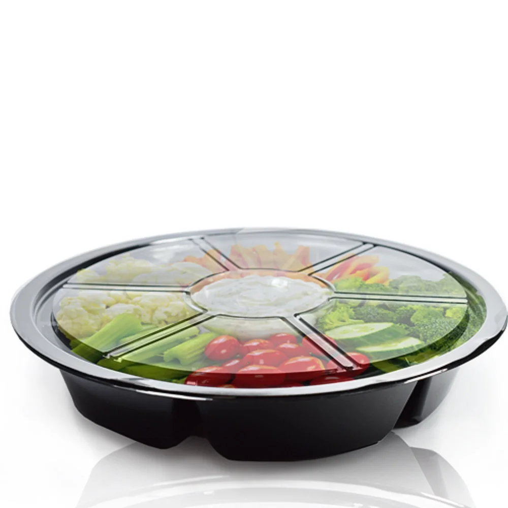 Black Party Container com tampa clara, bandeja de jantar dividida, Lunch Container, prato de alimentos com divisor de alimentos, Microwavable, 50 PCs