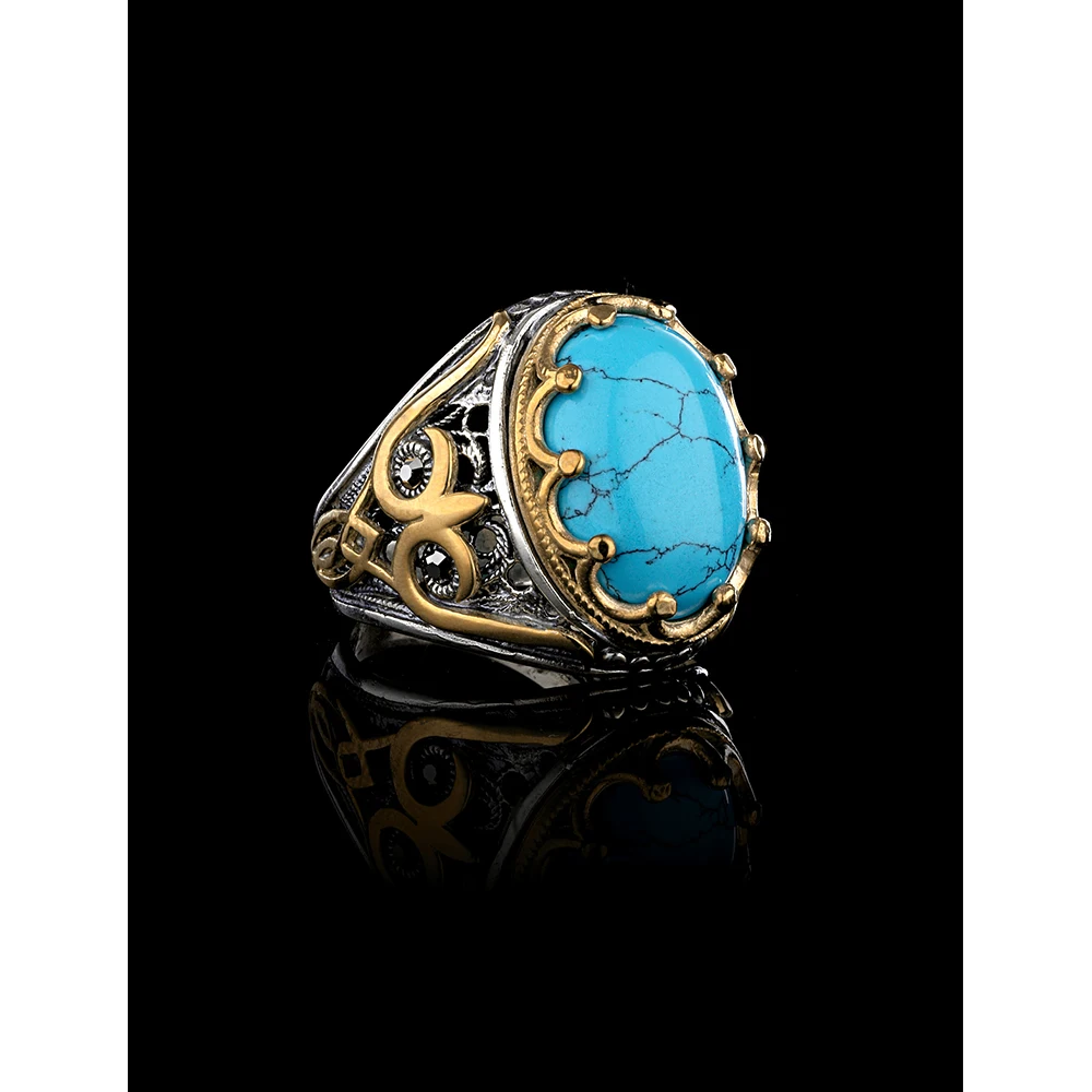 Good Looking Turquoise Stone 925 Sterling Silver Men Rings