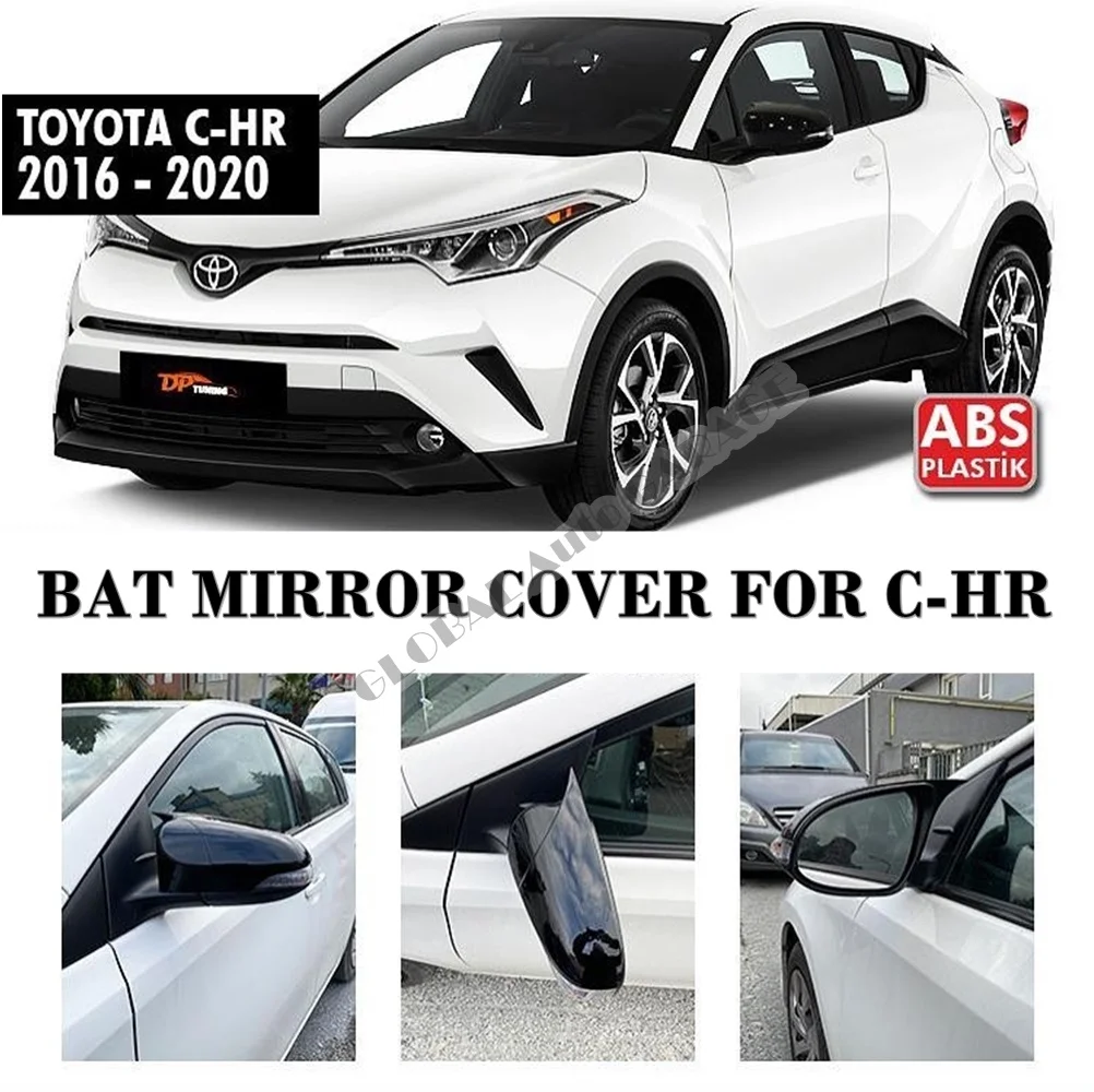 

For TOYOTA C-HR Bat Mirror Cover 2016 2017 2018 2019 2020 Glossy Piano Black 2 Pieces Wing Car Styling Auto Accessory Universal