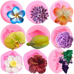 Orchid Flower Rose Silicone Molds Chocolate Candy Polymer Clay Plumeria Peony Tulip Cupcake Topper Fondant Cake Decorating Tools