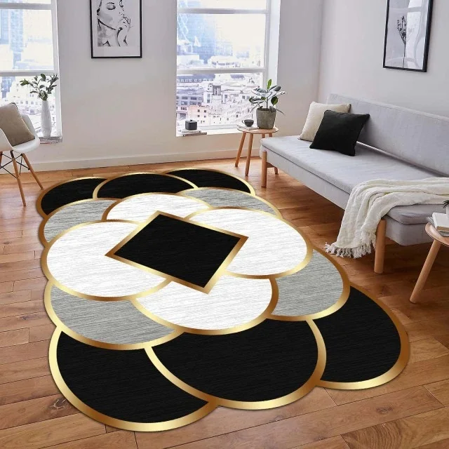 Living room Rug Laser-Cut Carpet Washable Artificial Leather Anti-Slip Soles With Special Pattern Multicolour Trend Model Decorative Rug Runner