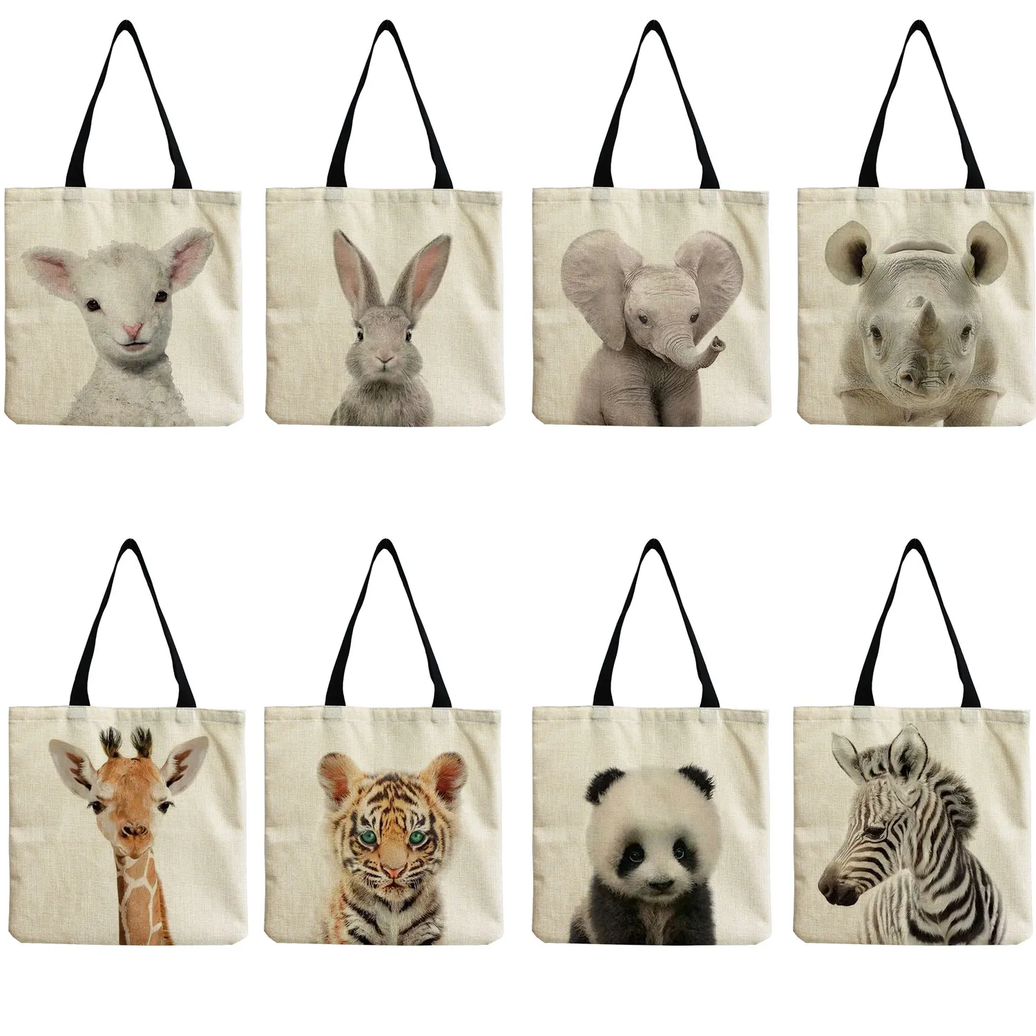 Chique bonito dos desenhos animados animais impressão sacos para as mulheres 2021 all-match grande capacidade saco sobre o ombro preguiçoso estilo moda shopper saco