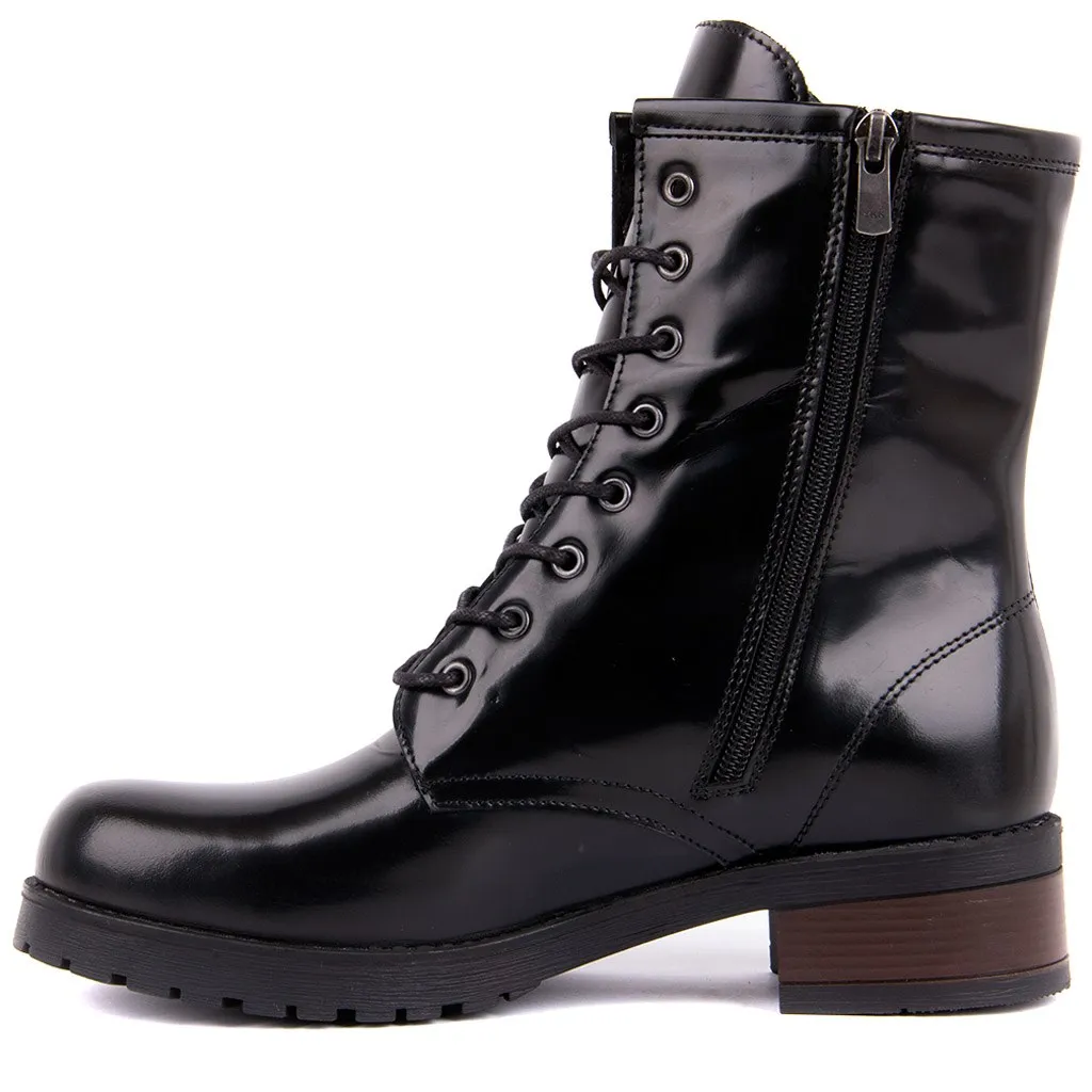 Segel-Lakers Schwarz Acma Leder Weibliche Post Boot