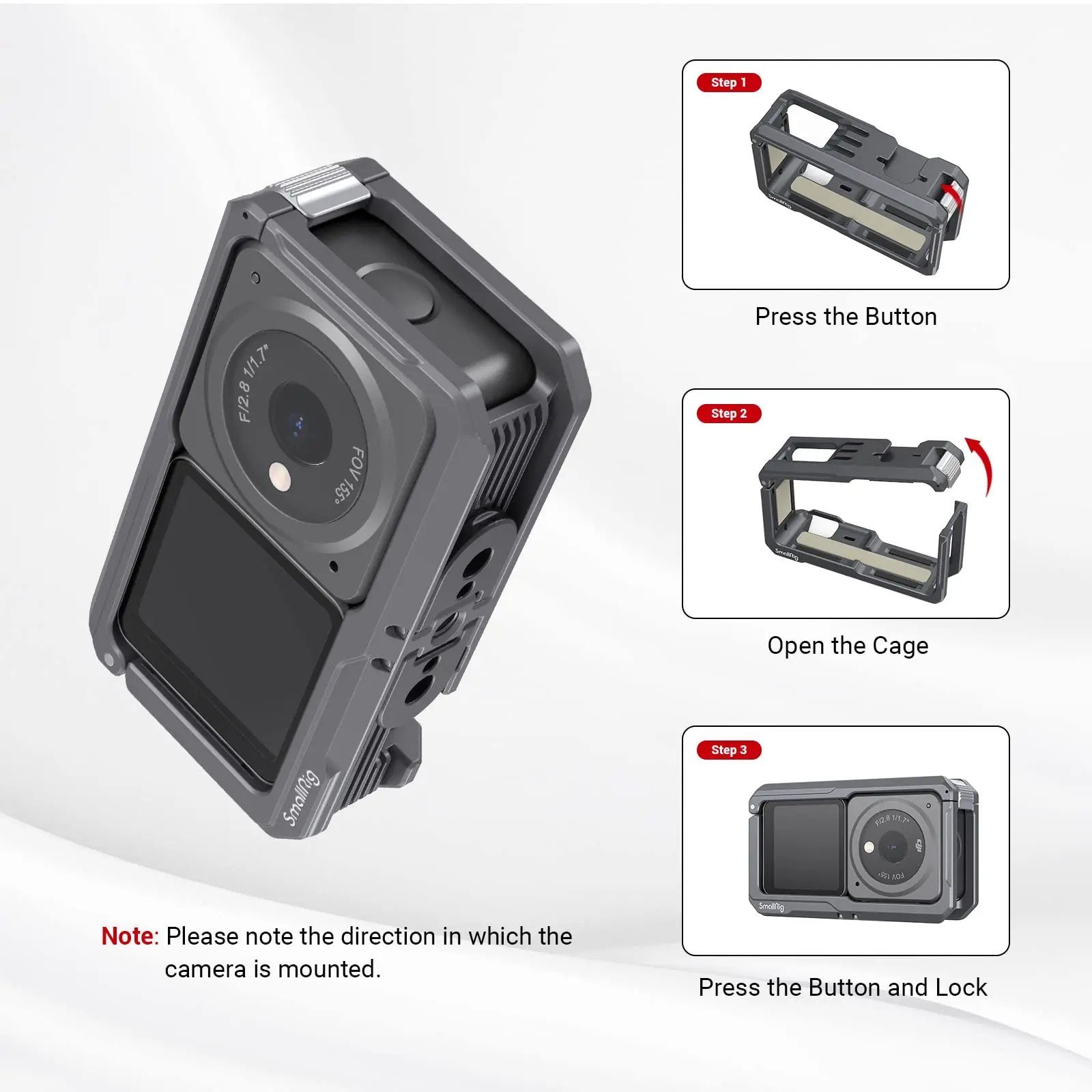 هيكل قفصي الشكل للكاميرا لـ DJI Action 2 Power كومبو أو كومبو ذو الشاشة المزدوجة ث/الحذاء البارد M4 و 1/4 "ثقوب المسمار 3661