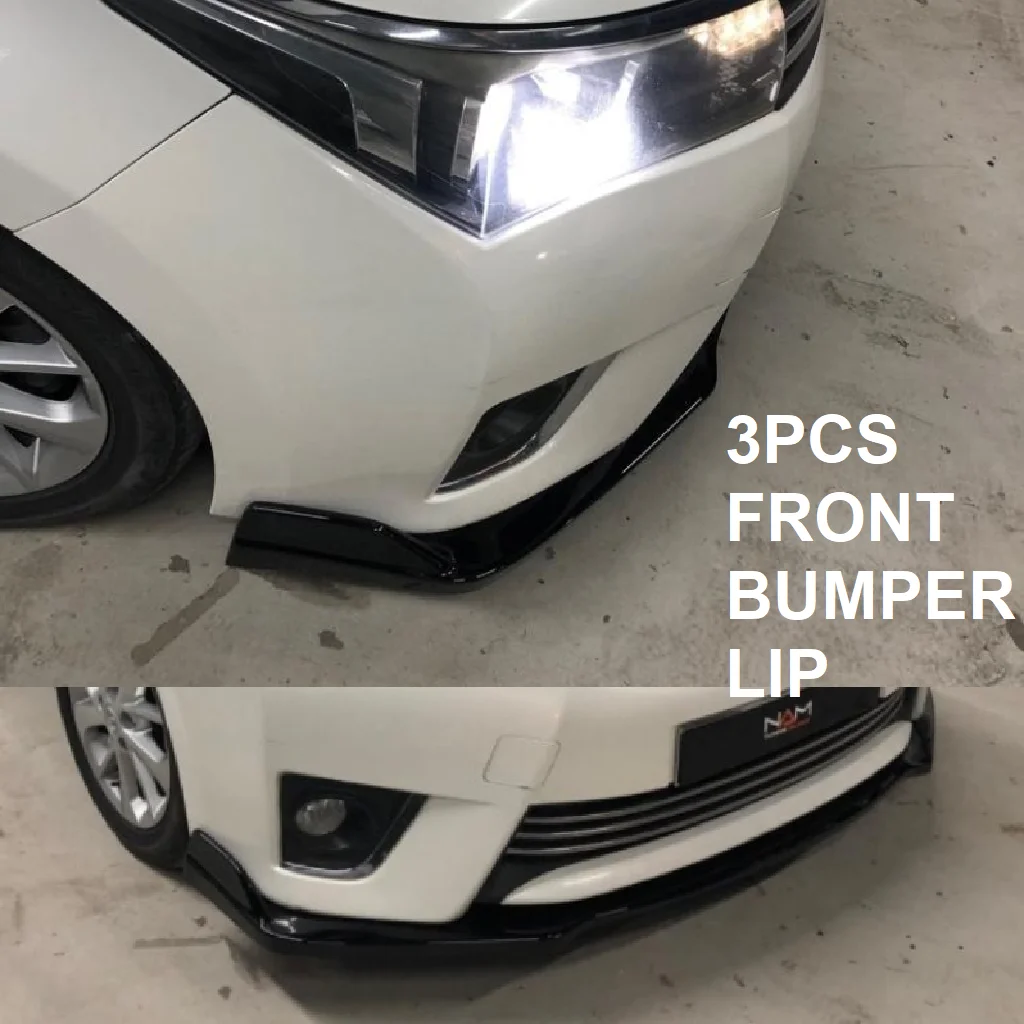 For Toyota Corolla 15-17 Front Bumper Lip Body Kit Spoiler Splitter Diffuser 3pcs HighQuality ABS Plastic Professional Universal