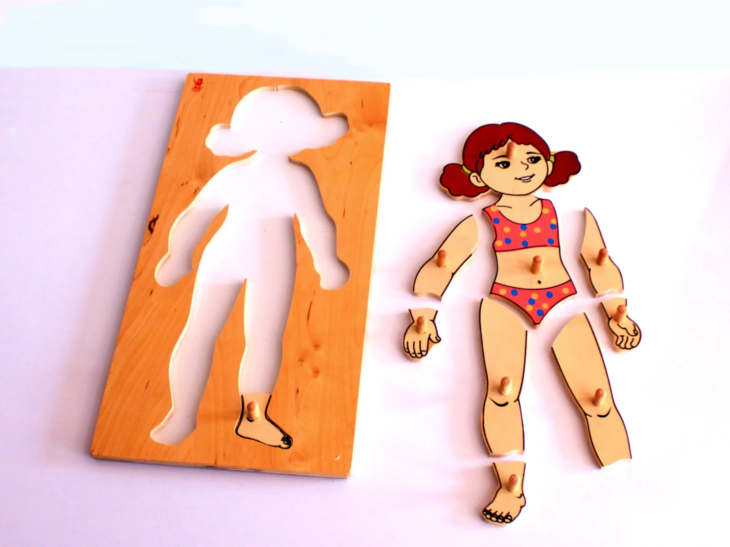 Puzzle di parti del corpo della ragazza per l'educazione dei bambini aiuto per l'apprendimento precoce forma di Montesorri e giocattolo a blocchi per bambini a colori per bambini piccoli