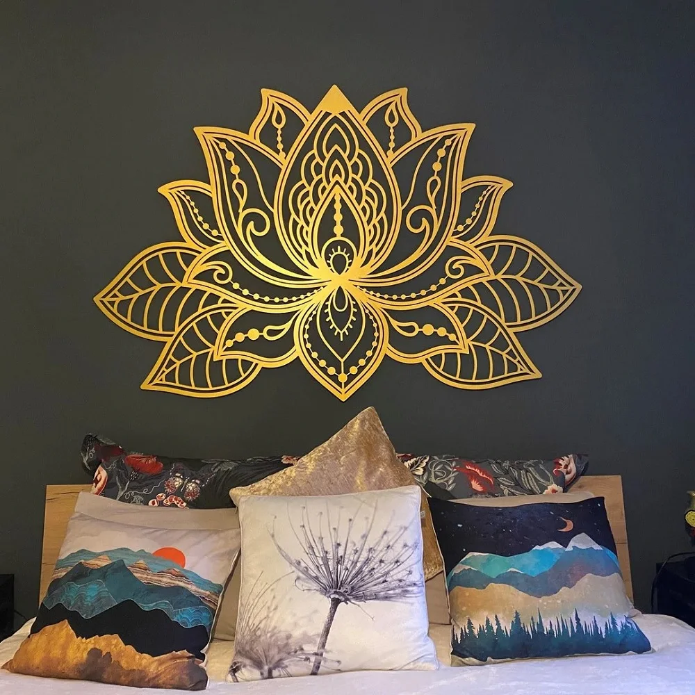 ثلاثية الأبعاد لوتس ماندالا المعادن جدار الفن المقاوم للصدأ الديكور جدار ديكور غرفة المعيشة ديكور المنزل منتجات الديكور الحديثة