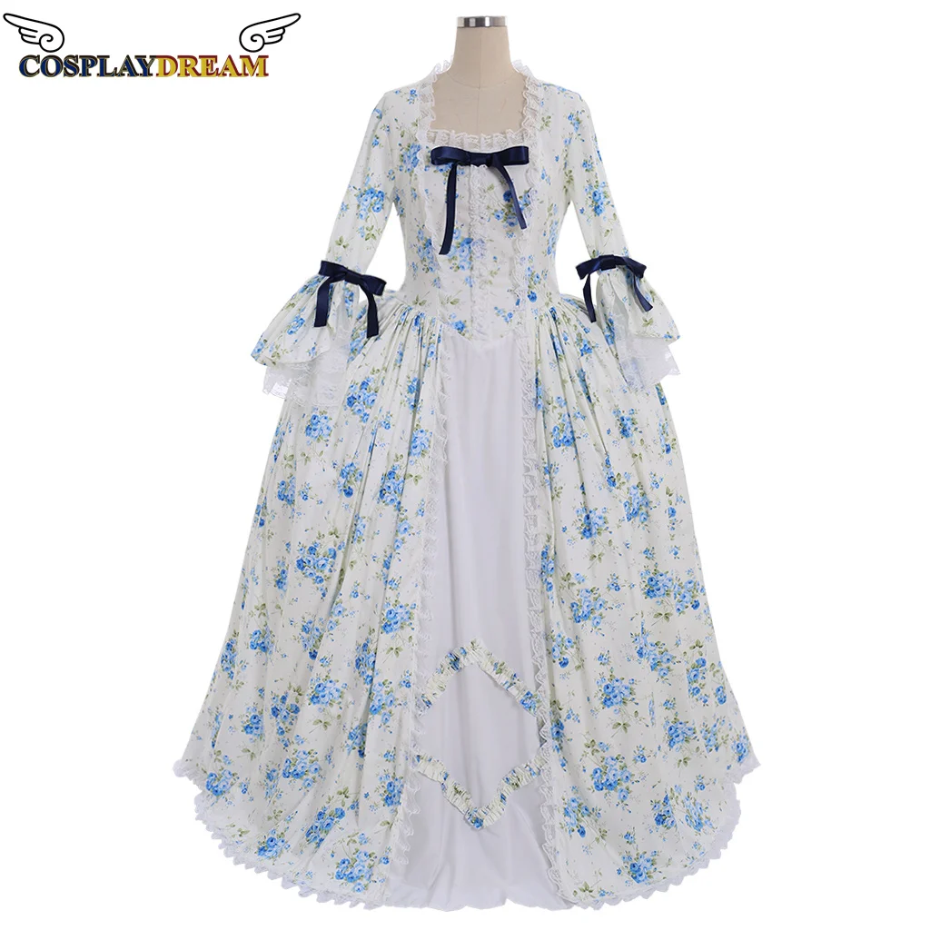 

Cosplaydream Rococo Style Flower Print Medieval Victorian Dress Renaissance Belle Rococo Ball Gown Dress