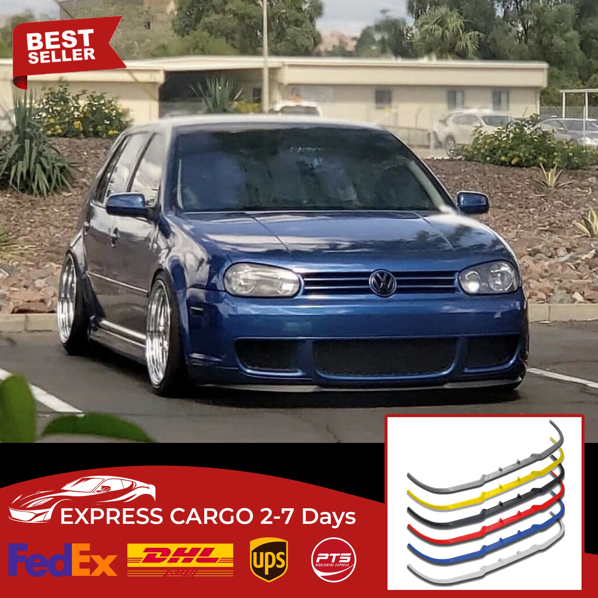 For Golf 4 R32 Golf4 IV CUPRA R FRONT SPOILER BUMPER LIP Euro Spoiler Lip Universal 3 pcs Body Kit