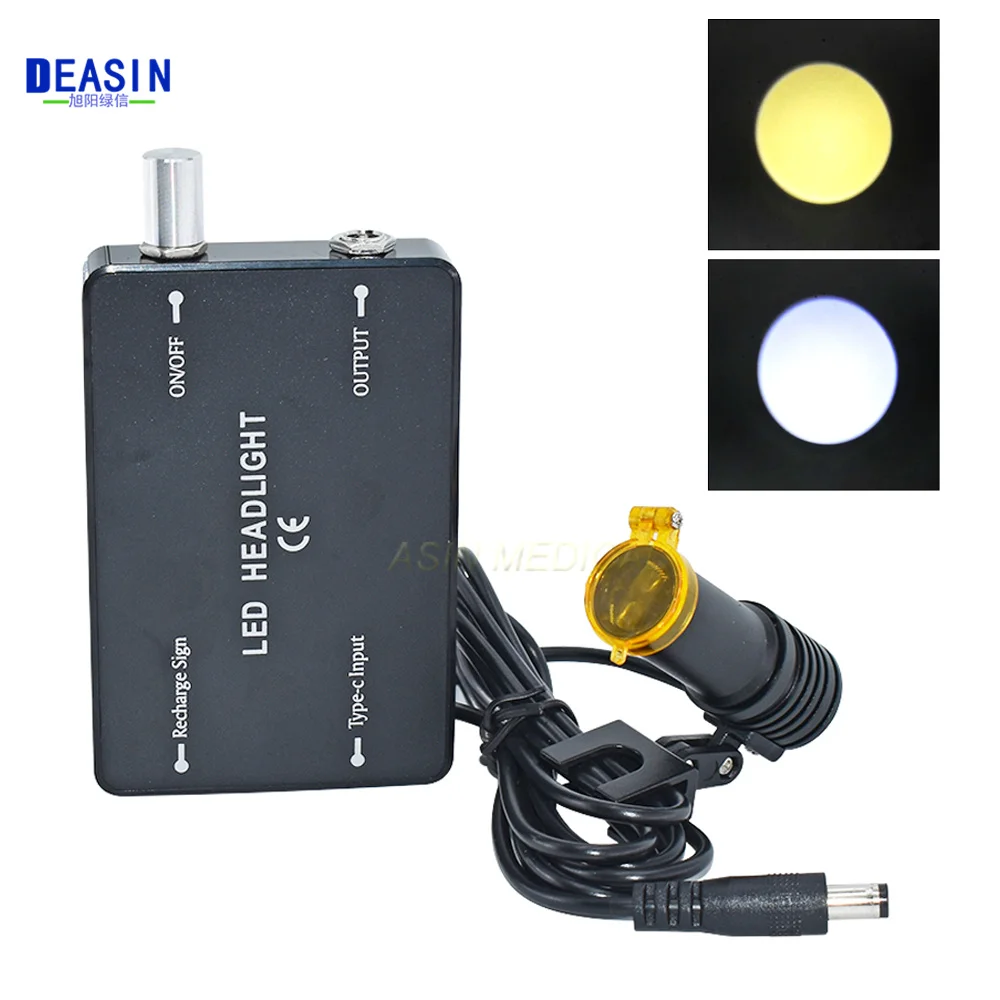 Dental Adjustable Binocular Magnifier Spotlight Headlamp Yellow Filter Dental Surgical Headlight Lab Medical Loupe Dentist Tools