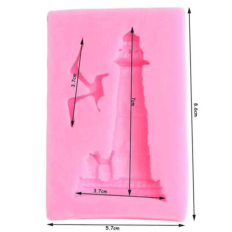 3D Lighthouse Seagull Silicone Molds DIY Chocolate Cupcake Topper Mold Candy Polymer Clay Moulds Fondant Cake Decorating Tools