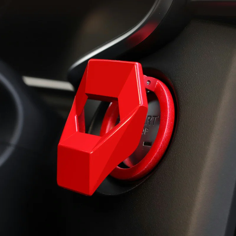 1Pcs Car Interior One-Key Start Ignition Engine Stop Push Switch Button Protective Cover Decoration Sticker Accessories