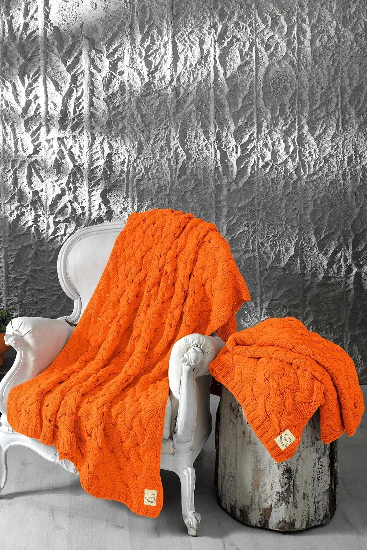 110*160 Luxury Orange Knitwear Blanket 100% Acrylic Single Quality Super Soft Stylish Tv Blanket Textile For Home Made In Turkey