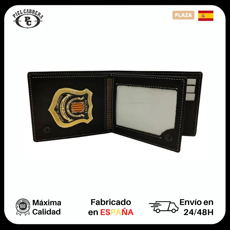 Portfolio holder plate prisons Catalunya, Insignia included, Ubrique skin first quality, safety clasp, top quality