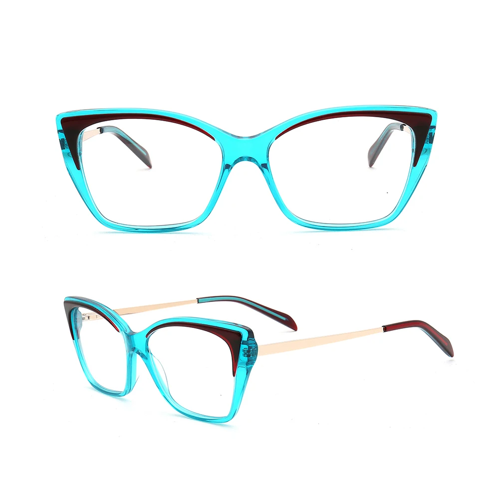 

Vintage Women Cat Eye Glasses frames for Women Fashion Prescription Eyeglasses frames Blue Clear Optical Eyewear Acetate Metal