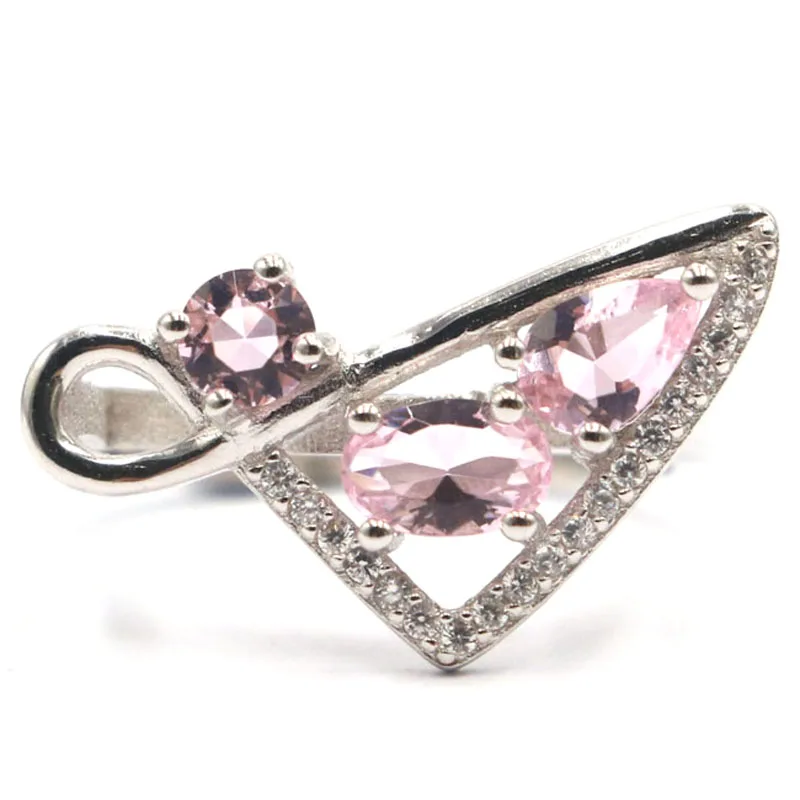 23x12mm Jazaz 3.56g Romantic Tanzanite Morganite Kunzite Topaz White CZ Ladies Engagement Real 925 Solid Sterling Silver Rings