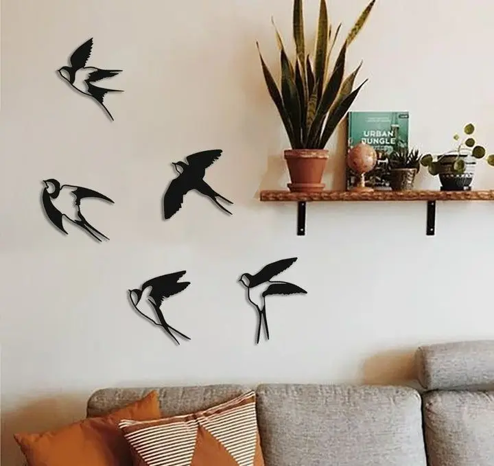 Metal Wall Decor and Art, Sparrow Birds, Metal Design on Wall, Metal Art Decor Home Office Decoration Living Room Decor Nordic