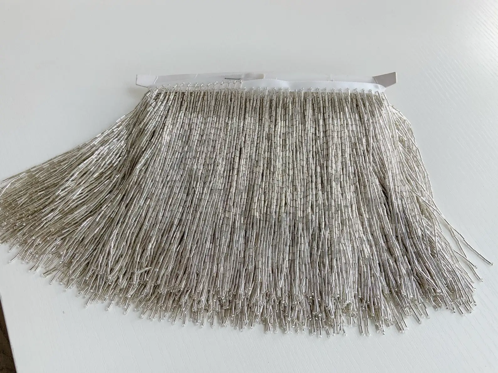 1 Yard Silver Beaded Tassel Fringe Lace Trims Diy Sewing Stage Wedding Dress Ribbon Handmade Curtain Table Clothing LS0428