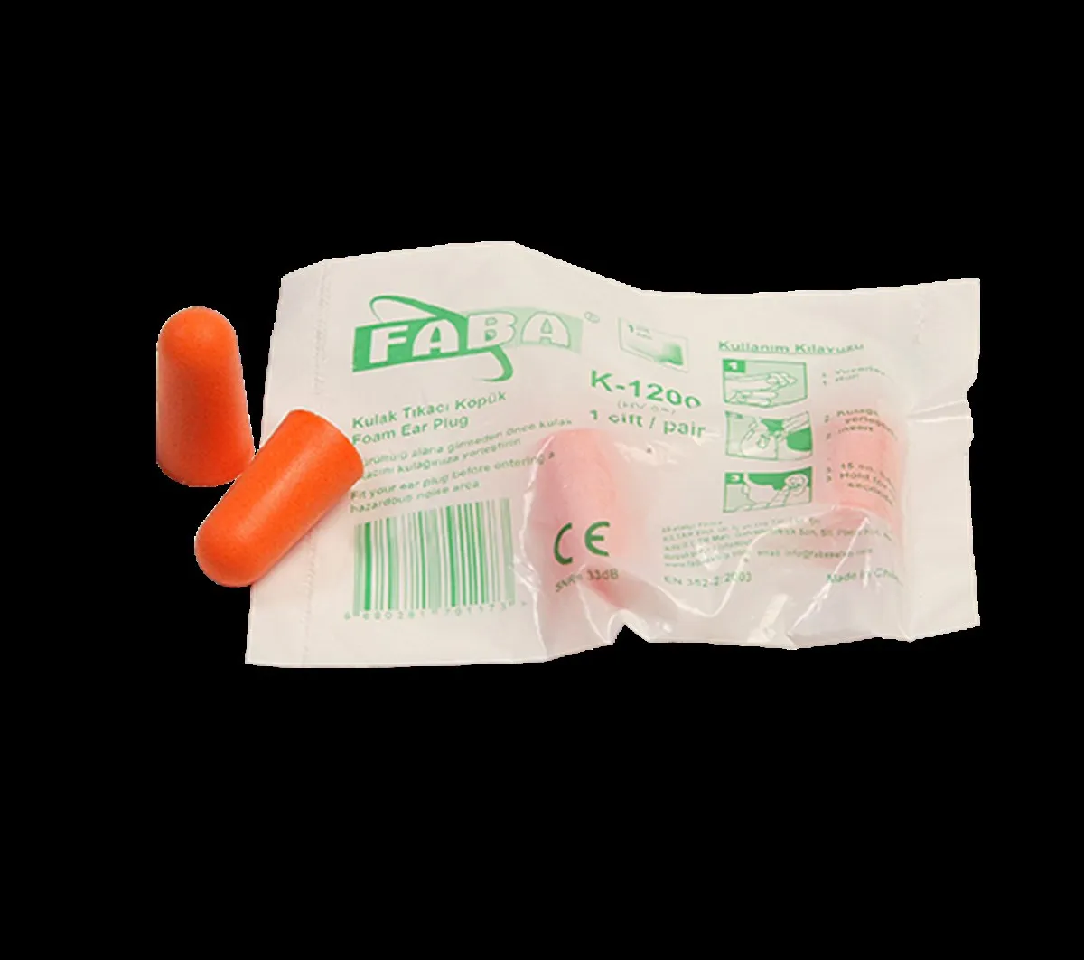 5 Pcs Faba K-1200 Foam Earplugs, ear defenders,hearing protection