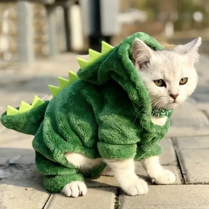 

Dog Clothes Pet Costume Halloween Dinosaur Cat Clothing Puppy Funny Apperal Plush Hoody Fleece Jacket Coat Warm Accessories