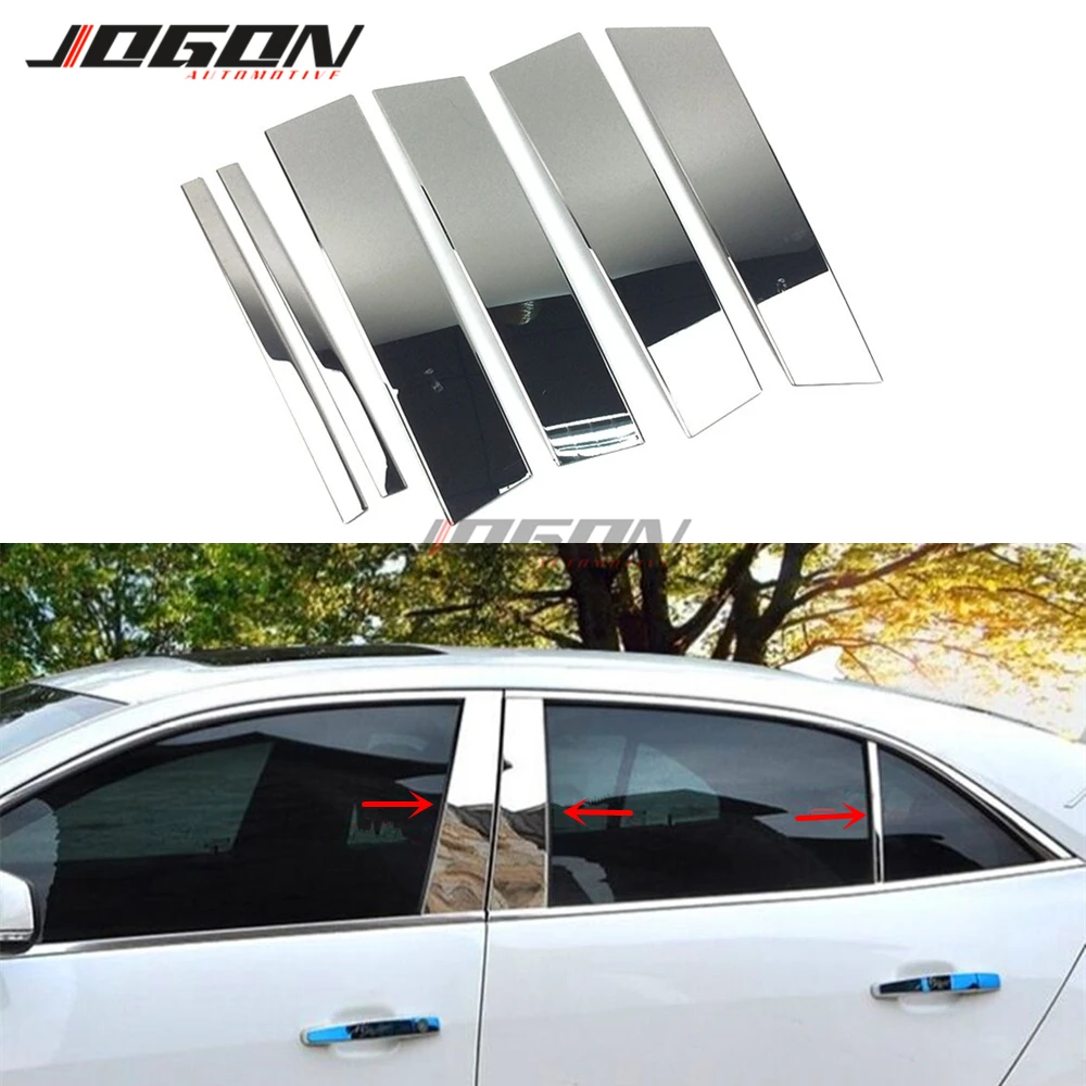 Car Accessories For Chevrolet Malibu 2013 2014 2015 6pcs Chrome Central Window B+C Pillar Posts Cover Trim  Moulding Kit