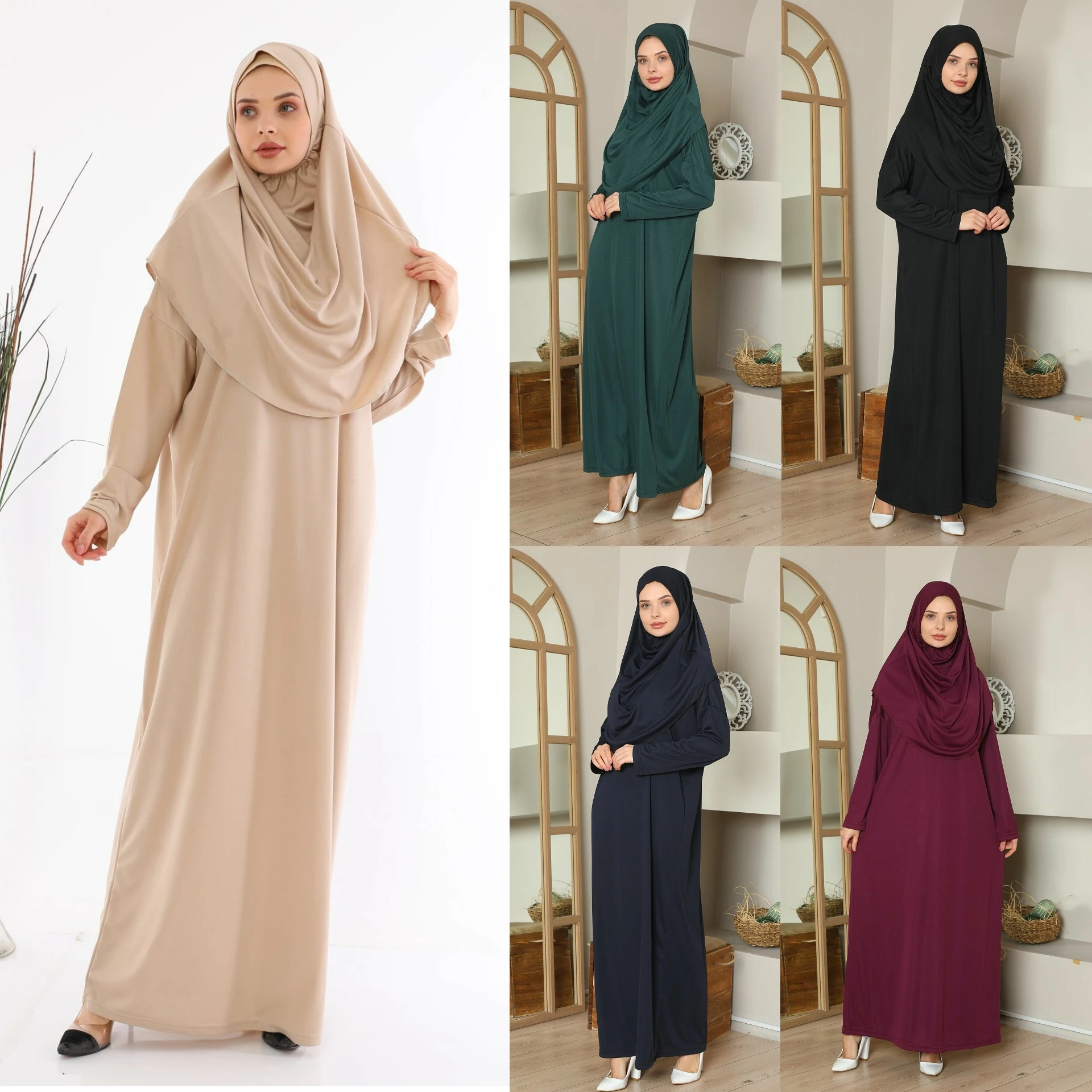 

Turkey Muslim Prayer 8 Color Garment Dress Women Hijab Long Abaya Dresses Islamic Clothes Full Cover Traditional RamadanReis