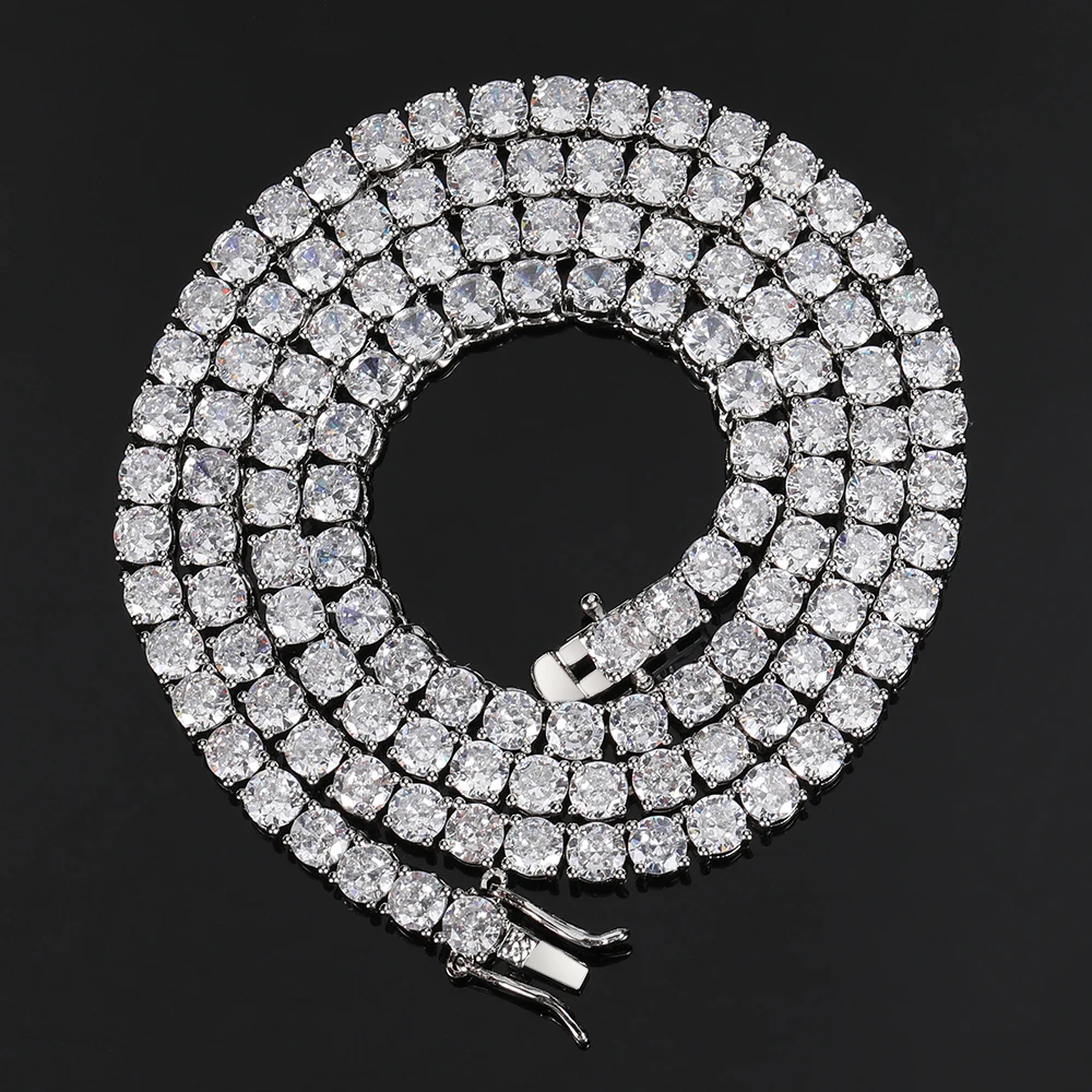 Hip Hop Schmuck Messing Fassung CZ Tennis Kette Halskette Gold/Silber Farbe Iced Out AAAAA Zirkonia Kette – Detail 10